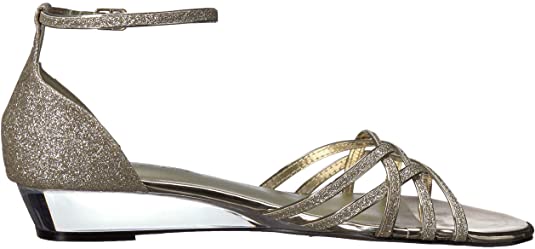 Easy Street Women's Tarrah Wedge Sandals  Color Gold Glitter Size 7.5N