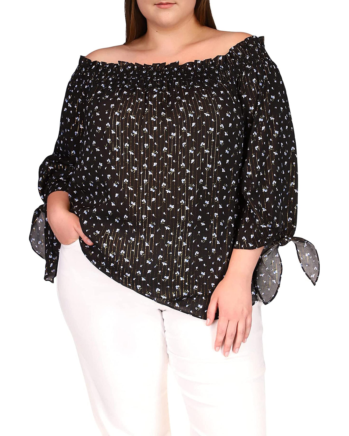 Michael Kors Women's Plus Size Off-The-Shoulder Top  Color Crew Blue Size 2X
