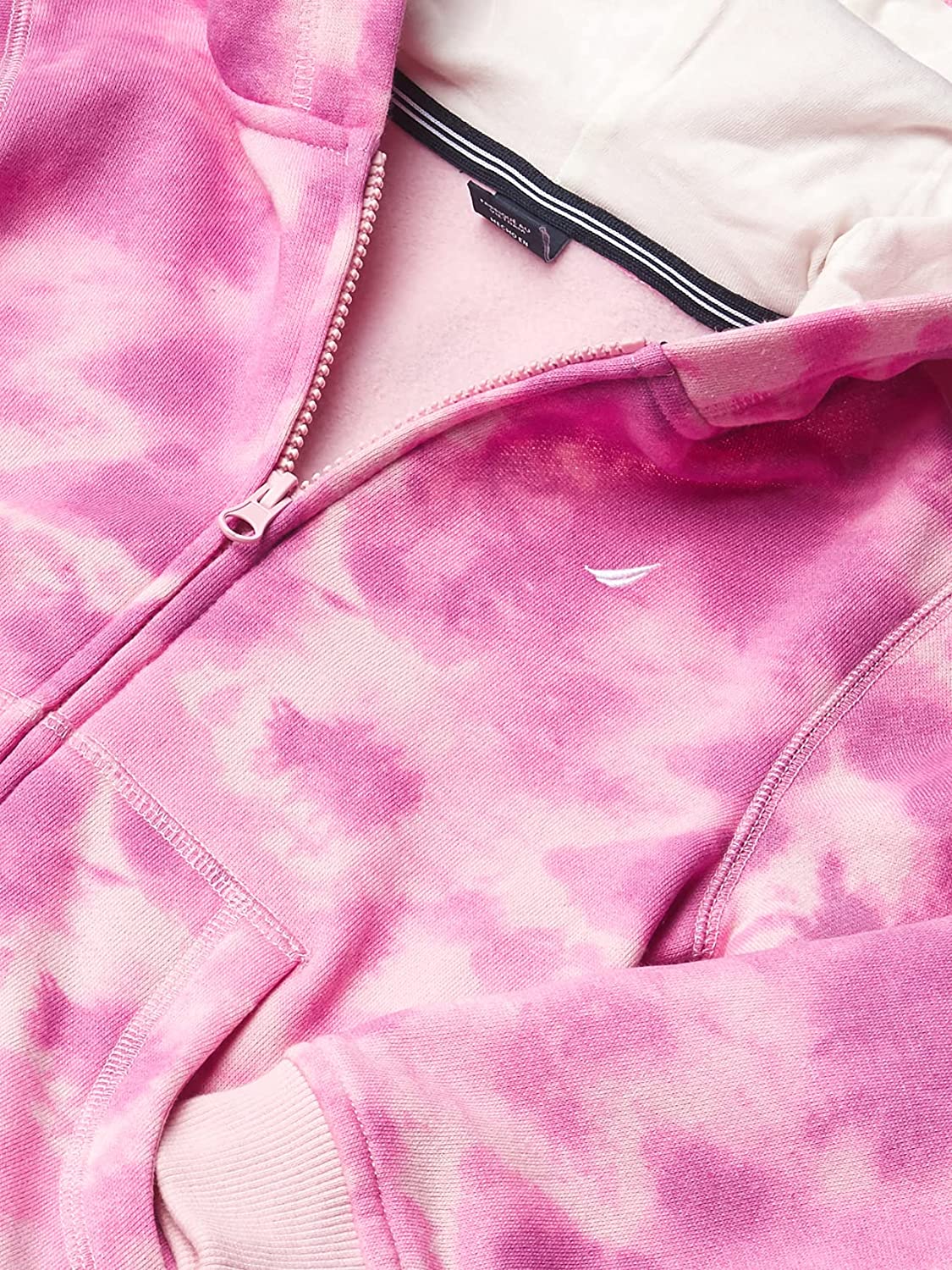 Nautica Girls' Fleece Full-Zip Hoodie Sweatshirt  Color Rose Tie Dye Size XL