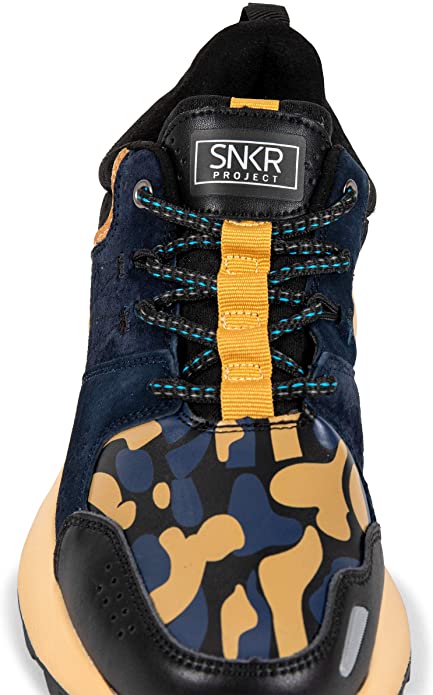 SNKR PROJECT Men’s Duane Sneaker  Color Navy Yellow Size 9.5M