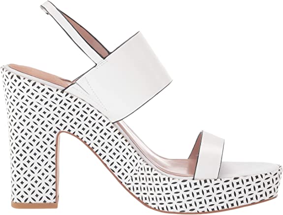 Zac Posen Women's Platform Sandal Cutout Leather Wrapped Wedge  Color White Leather
