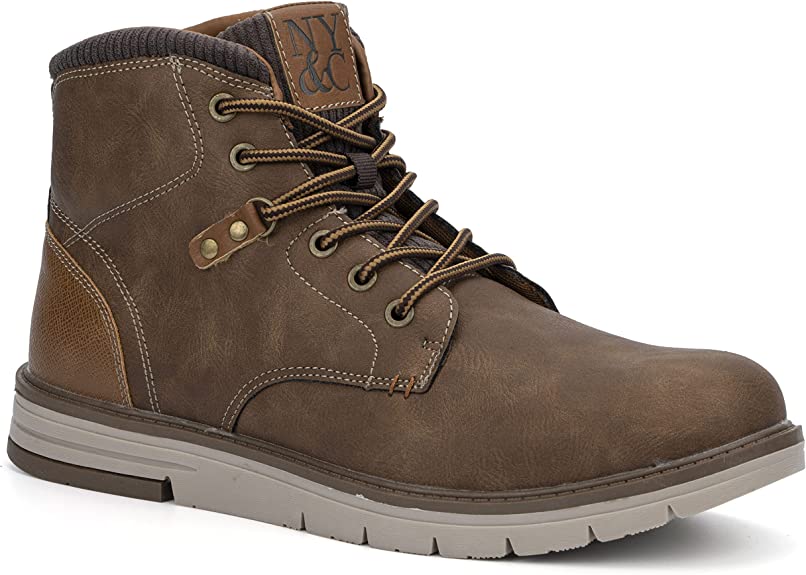 X RAY New York & Co. Men’s Randall Fashion Casual Faux Leather High Top Sneakers  Color Brown/Chocolate Size10M