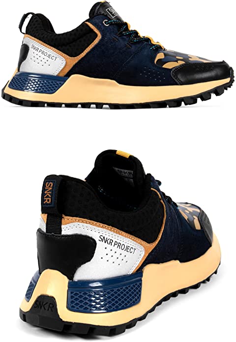 SNKR PROJECT Men’s Duane Sneaker  Color Navy Yellow Size 9.5M