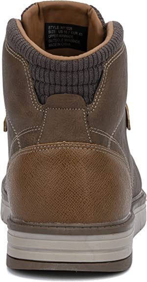 X RAY New York & Co. Men’s Randall Fashion Casual Faux Leather High Top Sneakers  Color Brown/Chocolate Size10M