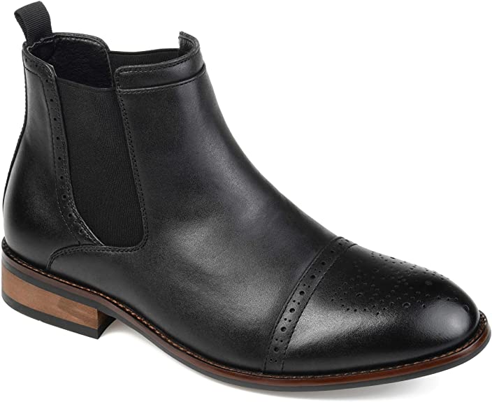 Vance Co. Men's Garrett Cap Toe Chelsea Boot  Color Black Size 13W