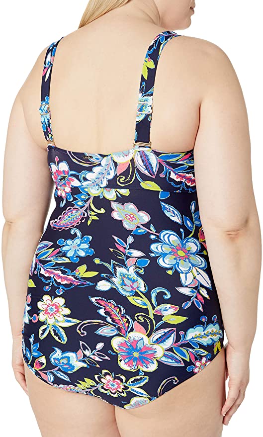 Anne Cole Plus Size Twist Front Shirred One-Piece Swimsuit  Color Holiday Paisley Size 24W