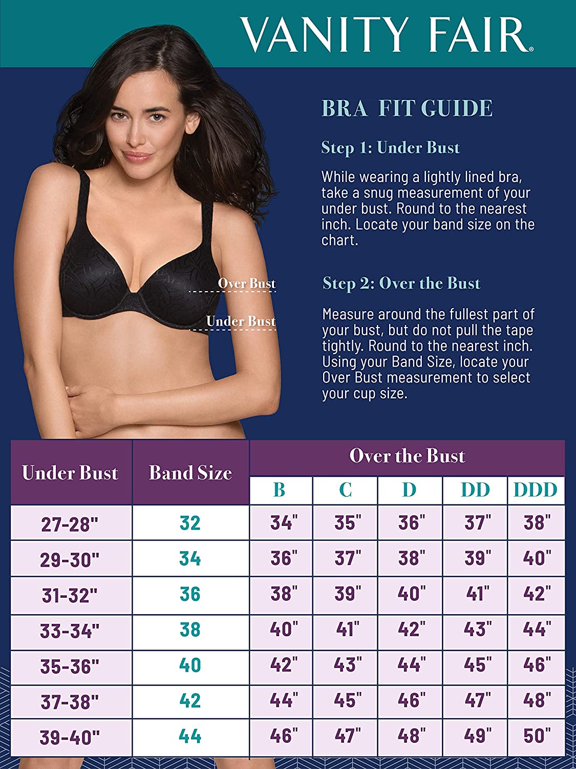 Vanity Fair Women's Nearly Invisible Strapless Underwire Bra  Color Damask Neutral Size 40DD