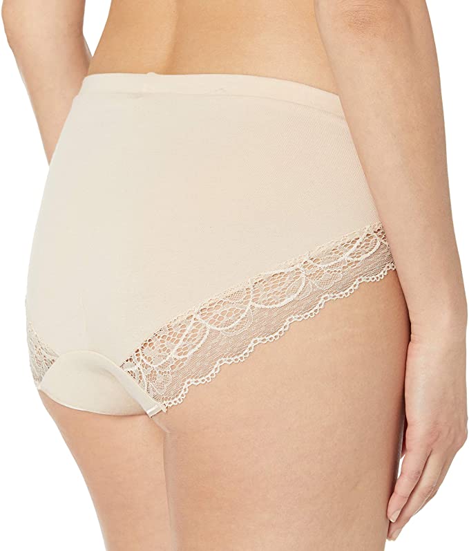 Bali Women's Cotton Desire W/Lace Hipster Panties Color White Size 6