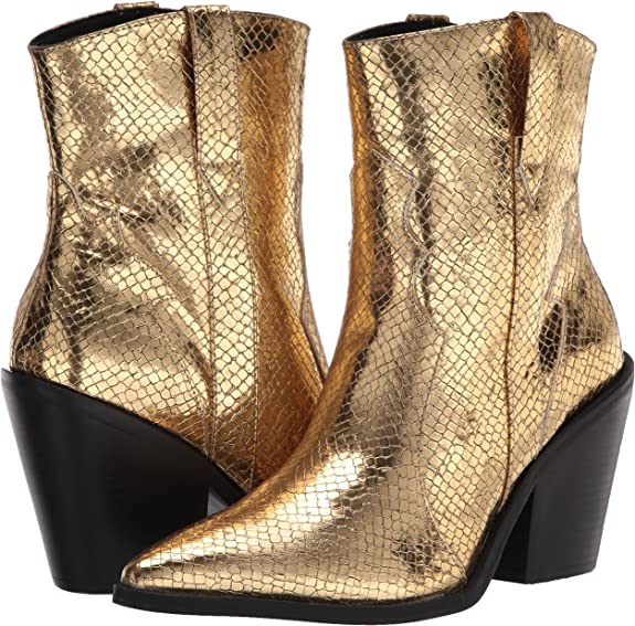 Madden Girl Women's Holster Fashion Boot  Color Gold Embossed Size 6M