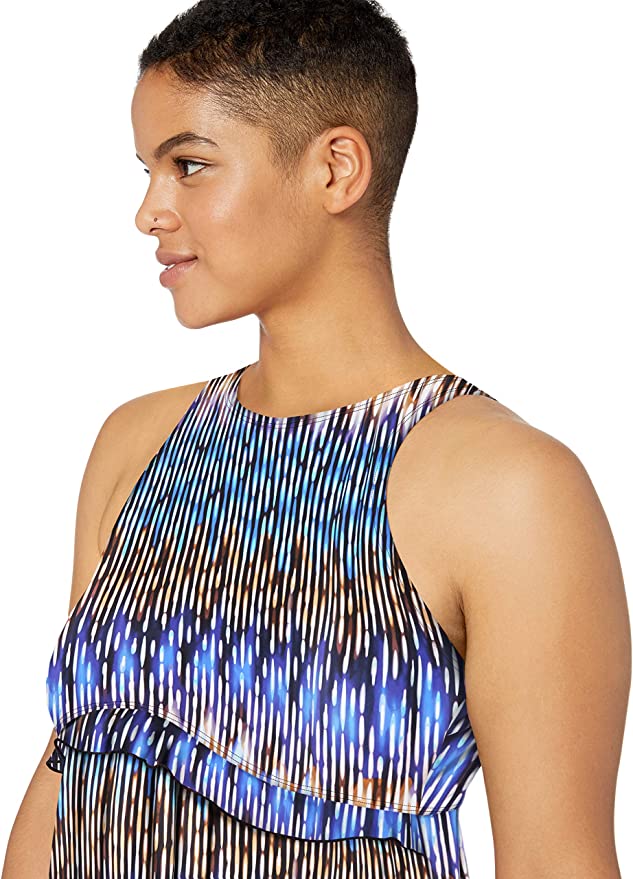 Fit 4 U Women's Plus Size High Neck Baby Doll Swim Dress  Multicolor Size 16W