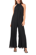 Vince Camuto Halter Neck Wide Leg Chiffon Jumpsuit  Color Black Size M