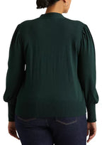 Lauren Ralph Lauren Plus-Size Cotton-Blend Puff-Sleeve Sweater  Color Deep Pine Size 2X