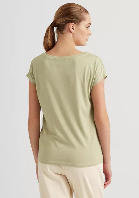 Lauren Ralph Lauren Script-Logo Cotton-Blend T-Shirt  Color Red (Picture is Green) Size L