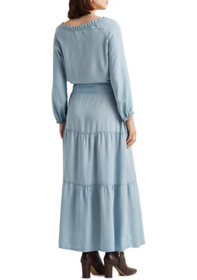Lauren Ralph Lauren Women's Puff Sleeve Dress  Color Indigo Mist Wash Size 4