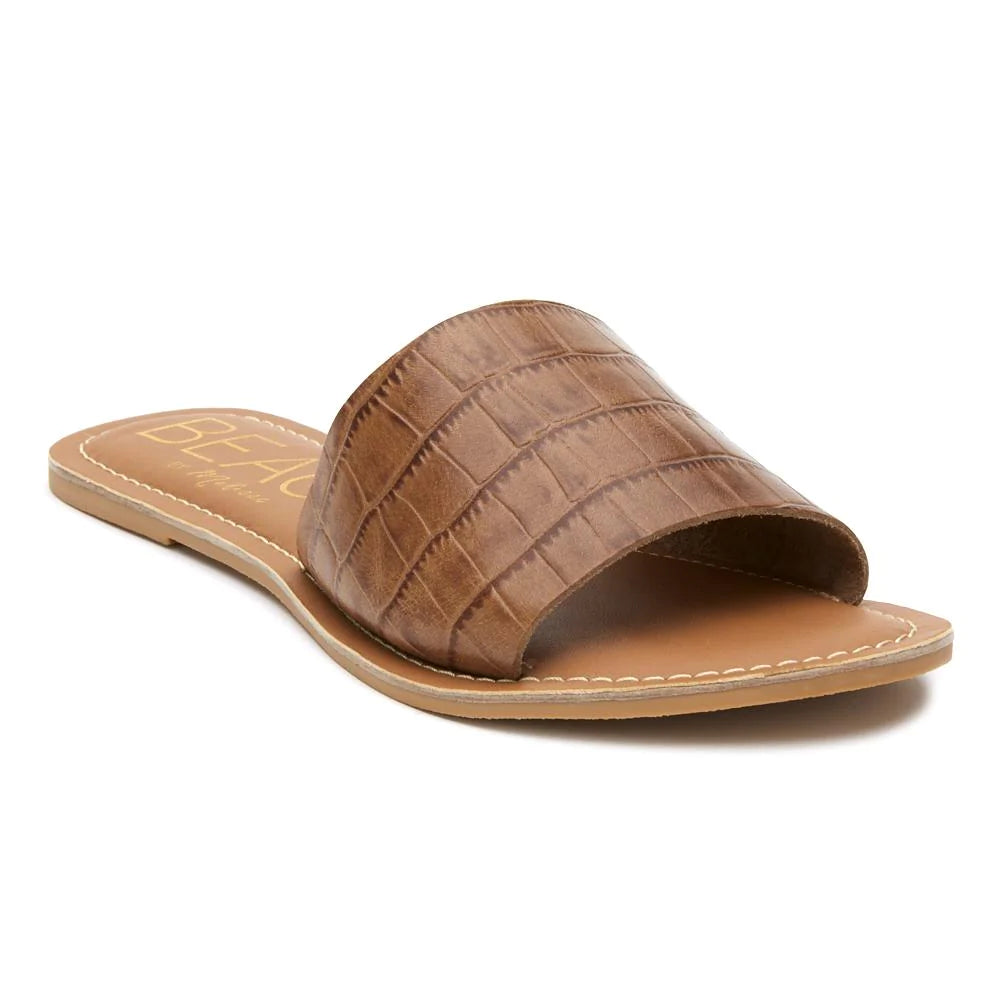 Matisse Beach by Matisse Womens Caban Slide Sandals  Color Tan Croc - Leather Size 9M