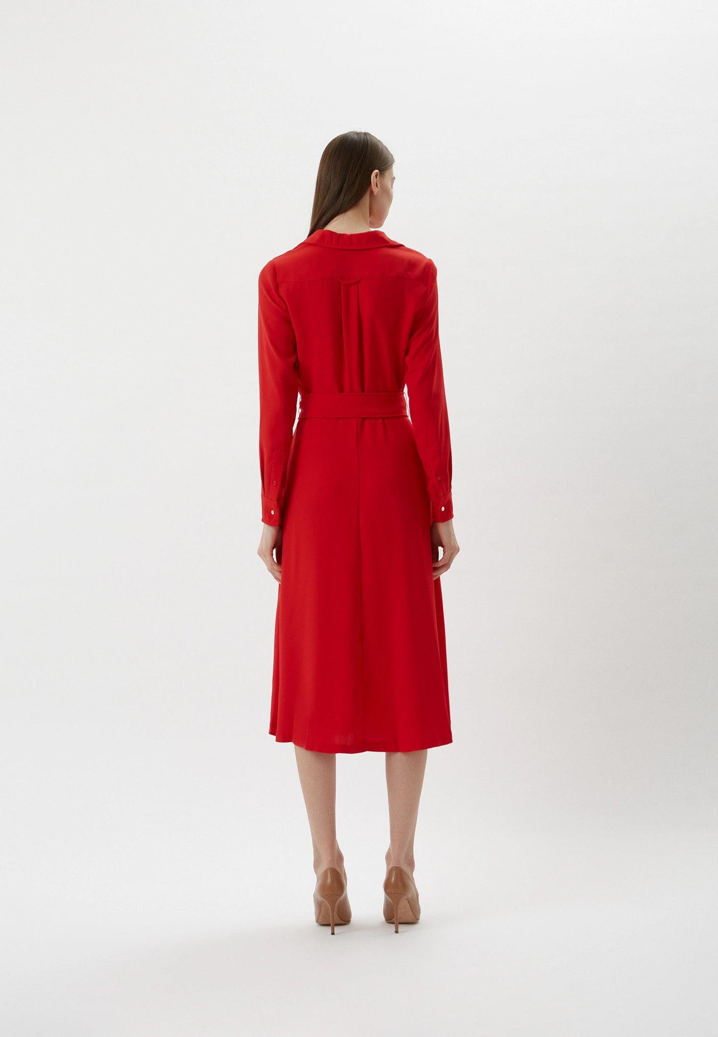 Lauren Ralph Lauren Surplice Georgette Midi Dress  Color Lipstick Red Size 0
