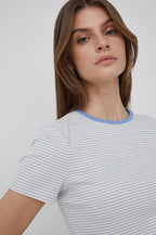 Lauren Ralph Lauren Striped Stretch Cotton T-Shirt  Color Mascarpone Creamblue Lch Size XXL