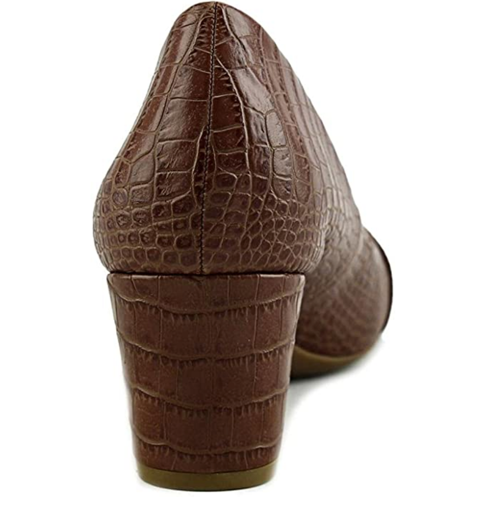 Giani Bernini Lorenn Women Round Toe Leather Tan Heels, Nut/Maple Size 9M