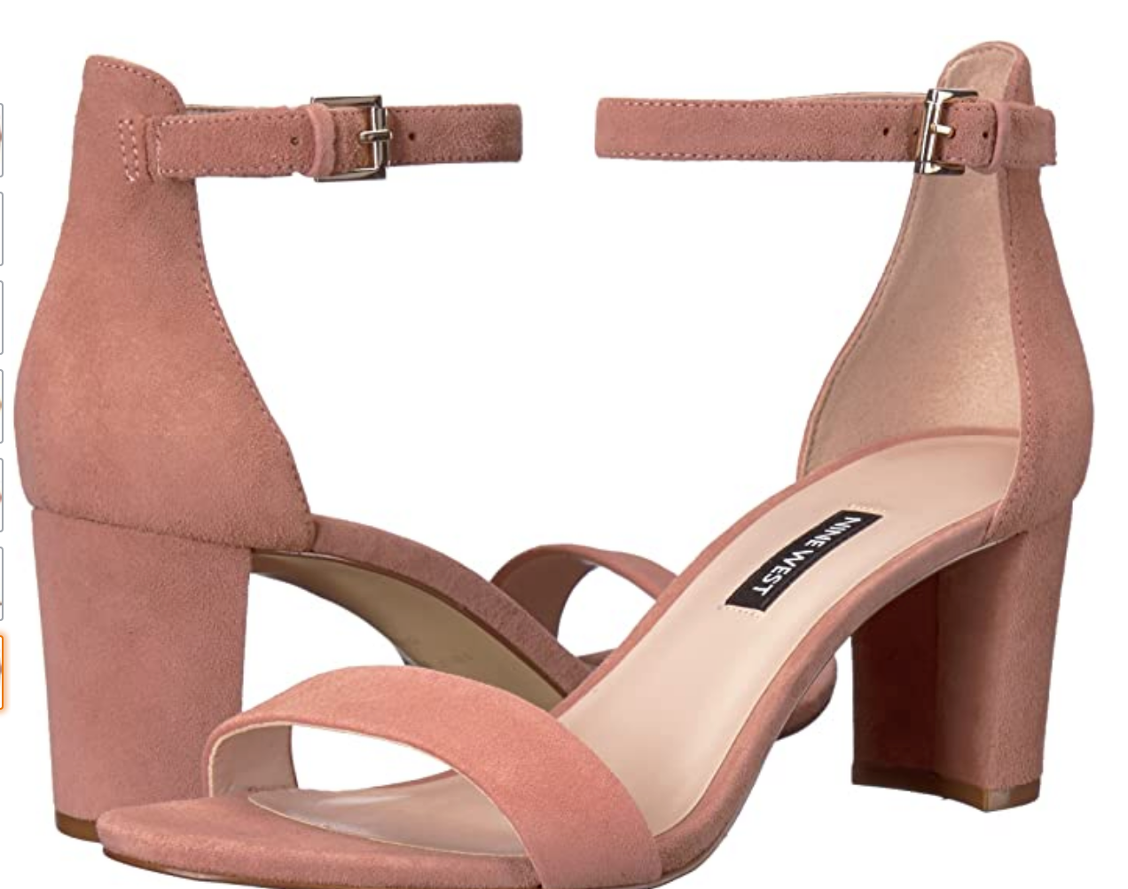 NINE WEST Women's Pruce Suede Heeled Sandal Color: Pink Suede Size: 10M