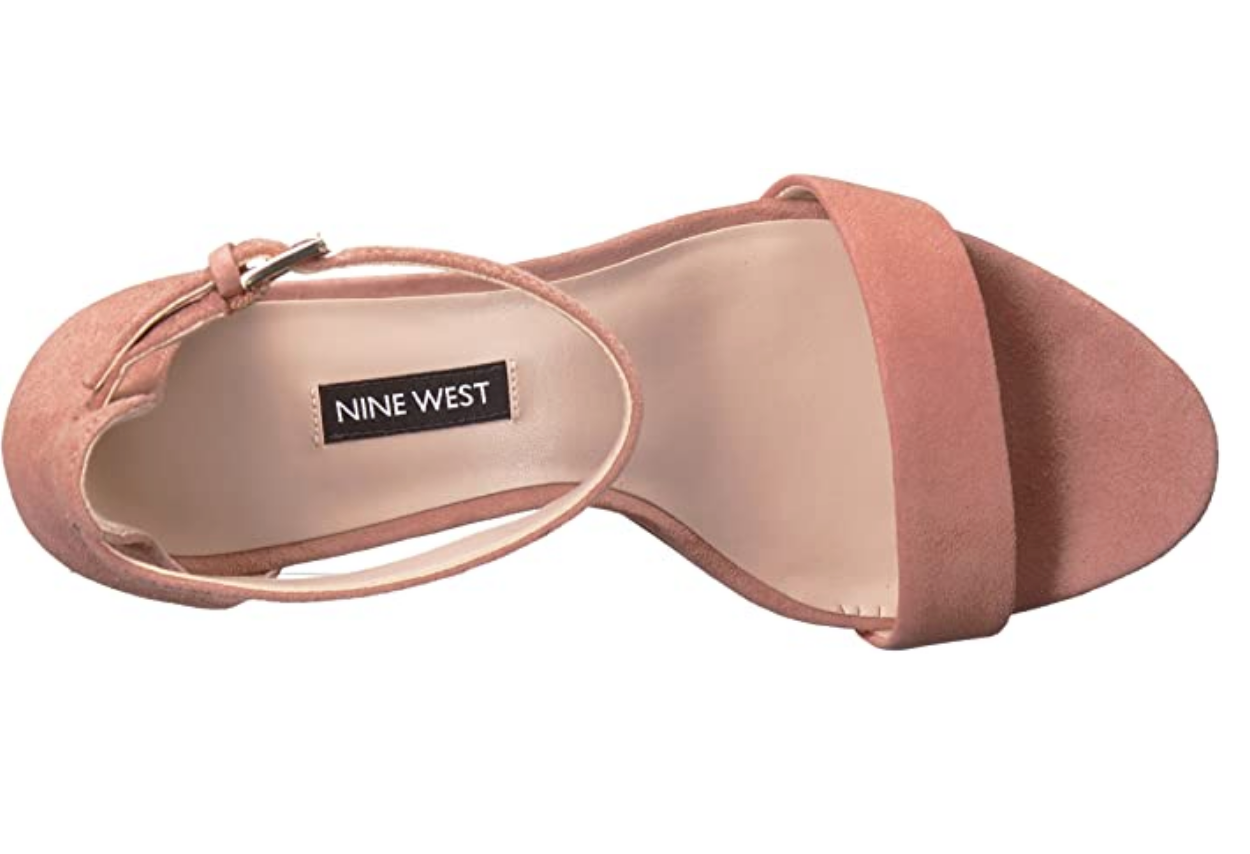 NINE WEST Women's Pruce Suede Heeled Sandal Color: Pink Suede Size: 10M