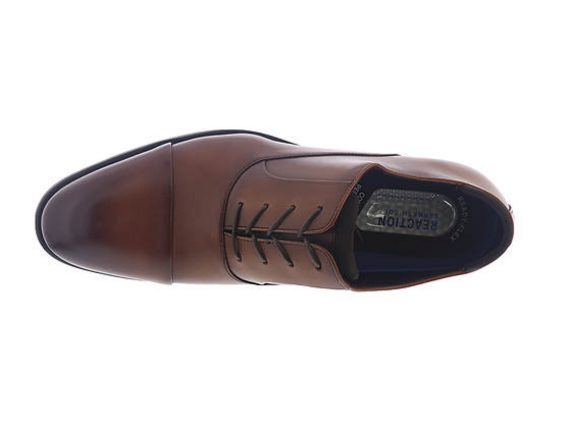 Kenneth Cole Reaction Men's Edge Flex Lace Up Cap Toe Oxfords  Cognac Size 7