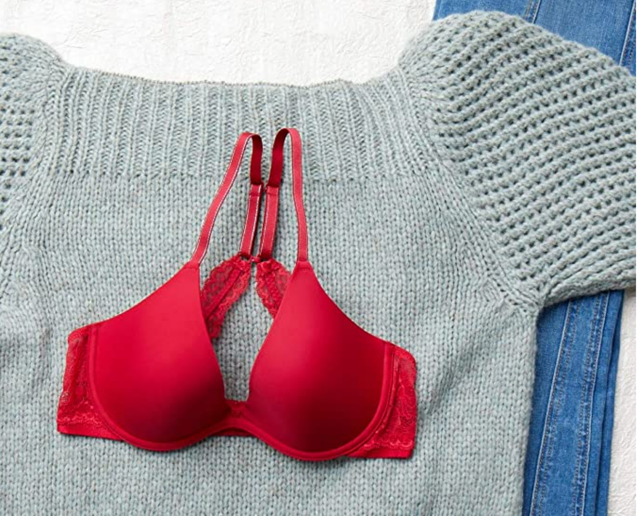 OnGossamer Women's Beautifully Basic Lace Back Plunge Bra  Color Cerise Size 32D