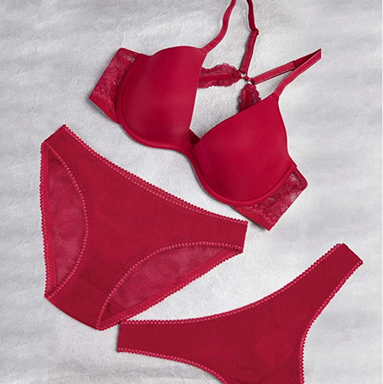 OnGossamer Women's Beautifully Basic Lace Back Plunge Bra  Color Cerise Size 32D