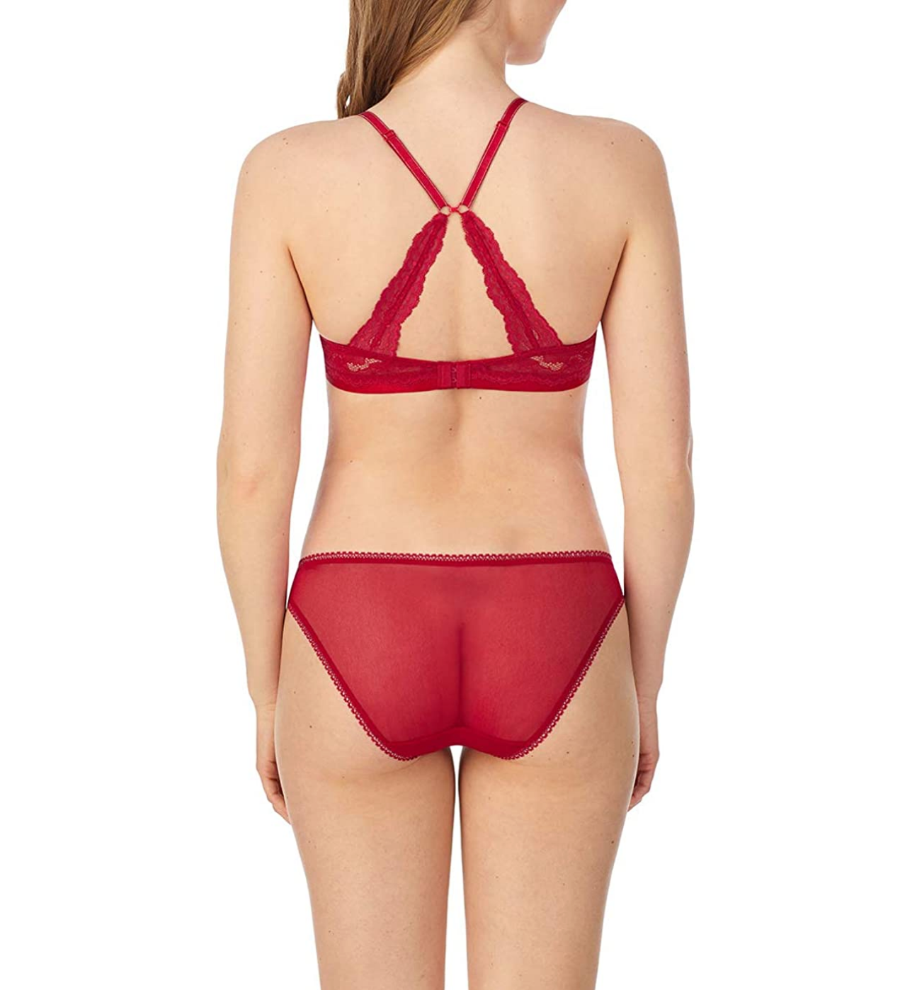OnGossamer Women's Beautifully Basic Lace Back Plunge Bra  Color Cerise Size 32D