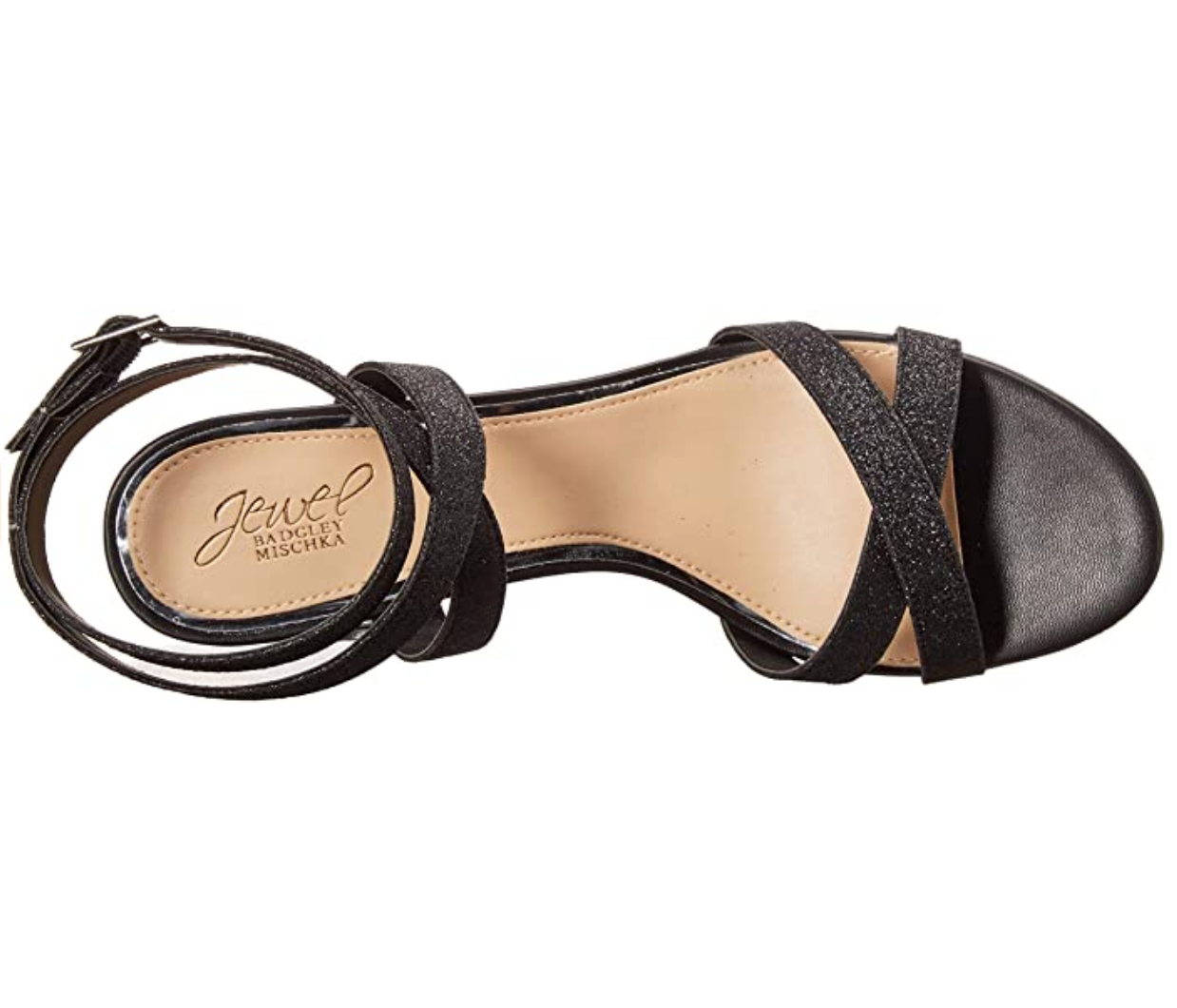 Jewel Badgley Mischka Women's Newton Heeled Sandal  Size: 8M Color: Black Glitter