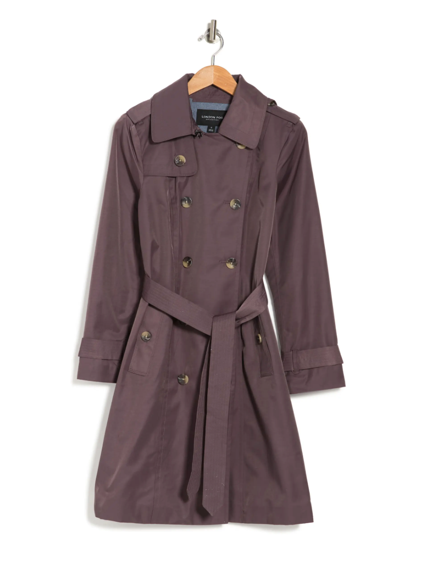 LONDON FOG Women’s Double-Breasted Tie Waist Trench Coat  L722702T74 Size L