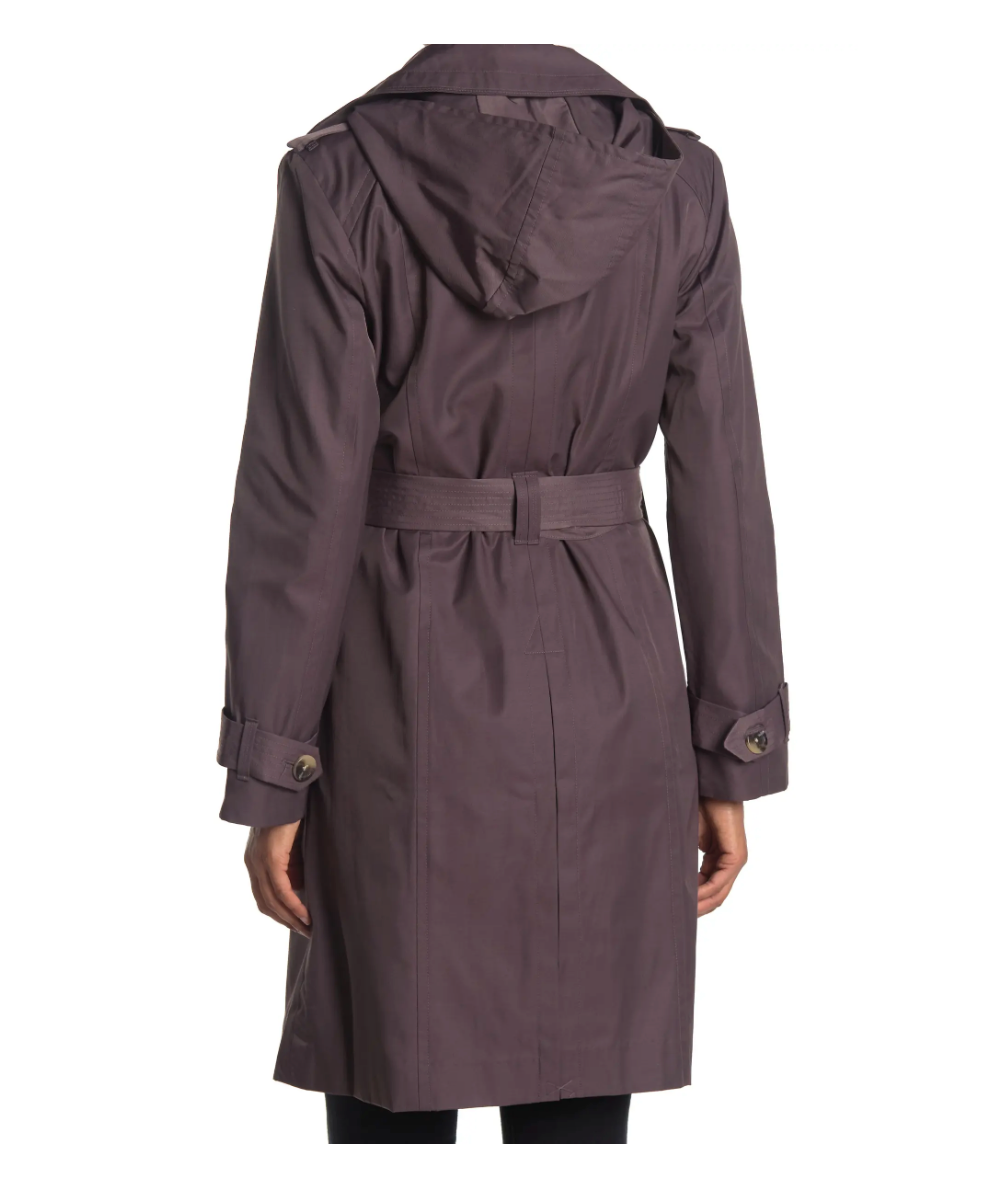 LONDON FOG Women’s Double-Breasted Tie Waist Trench Coat  L722702T74 Size L