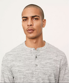 Vince Men’s Static Feeder Stripe Long Sleeve Henley   Color Gray Size M