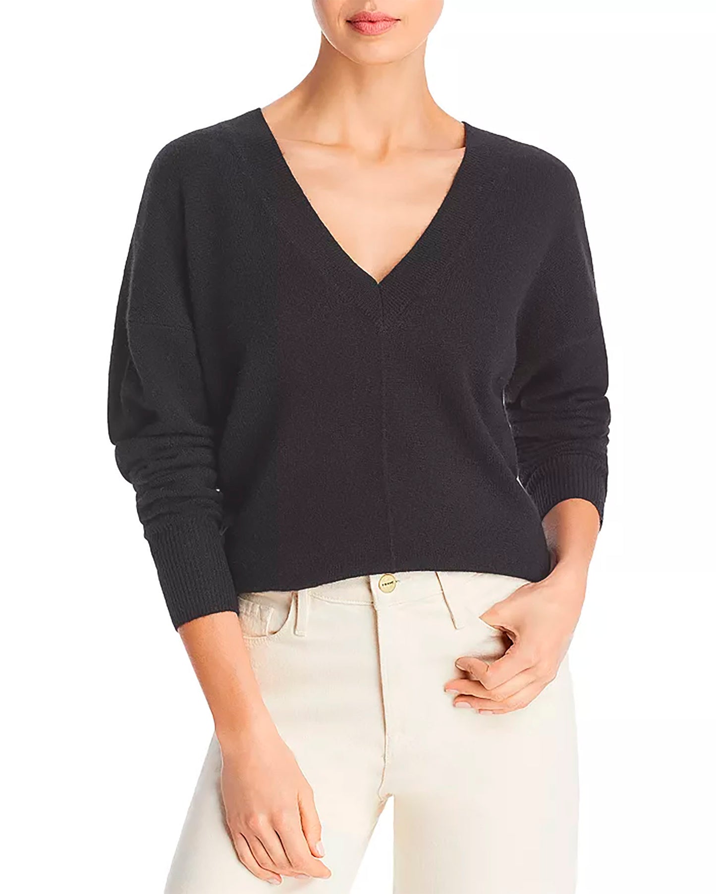 AQUA Women’s  Cashmere V Neck Sweater   Color Gray  Size XS