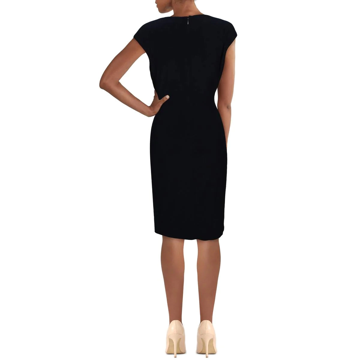 Lauren Ralph Lauren Petite Gold-Tone-Pin Jersey Dress   Color Navy  Size 4P