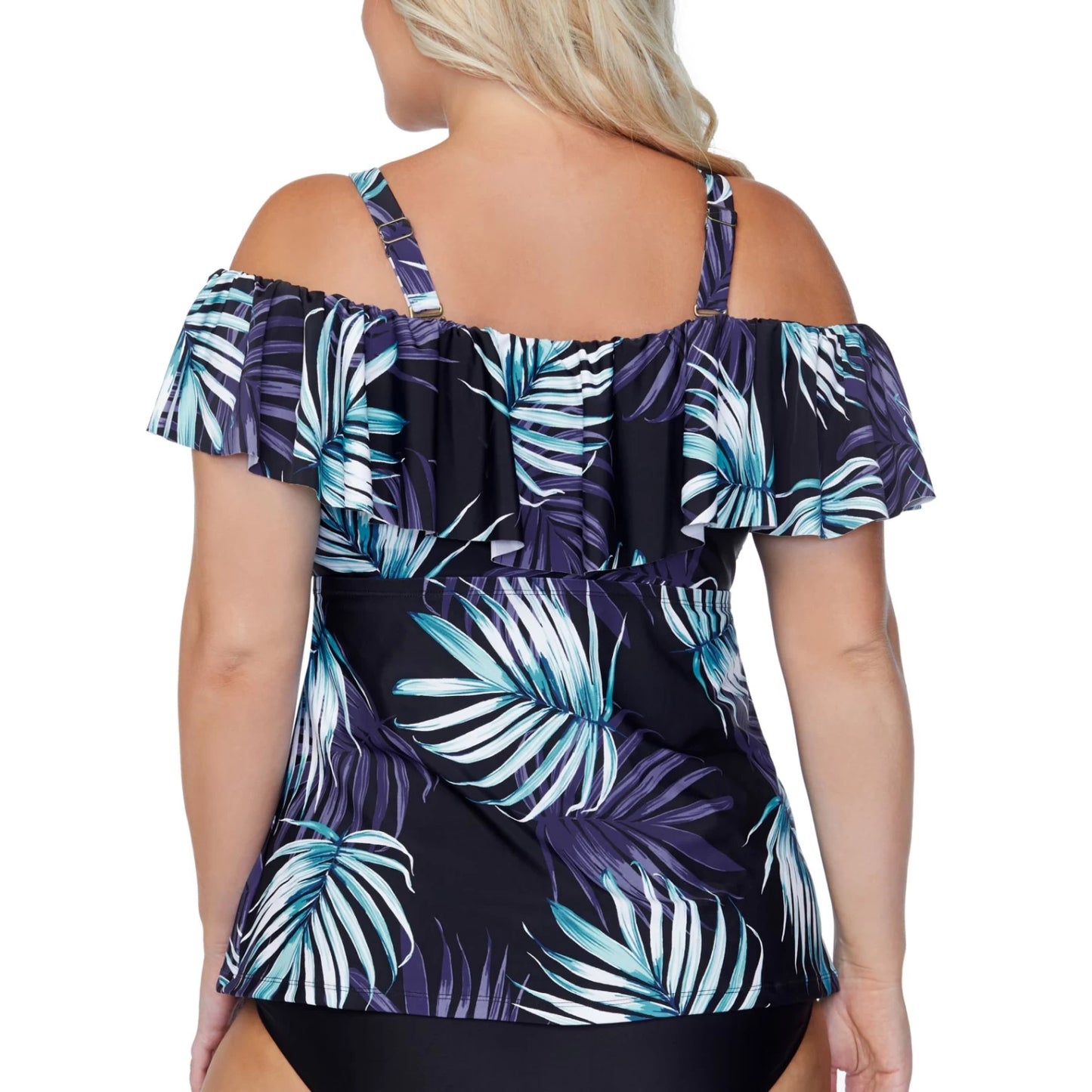 Island Escape Plus Size Waikiki Palms La Flo Tankini Top  Color Blue Multi Size 18W