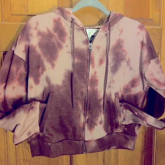 Hippie Rose Juniors Zip-Up Hoodie   Color Wine Tie Dye Size S