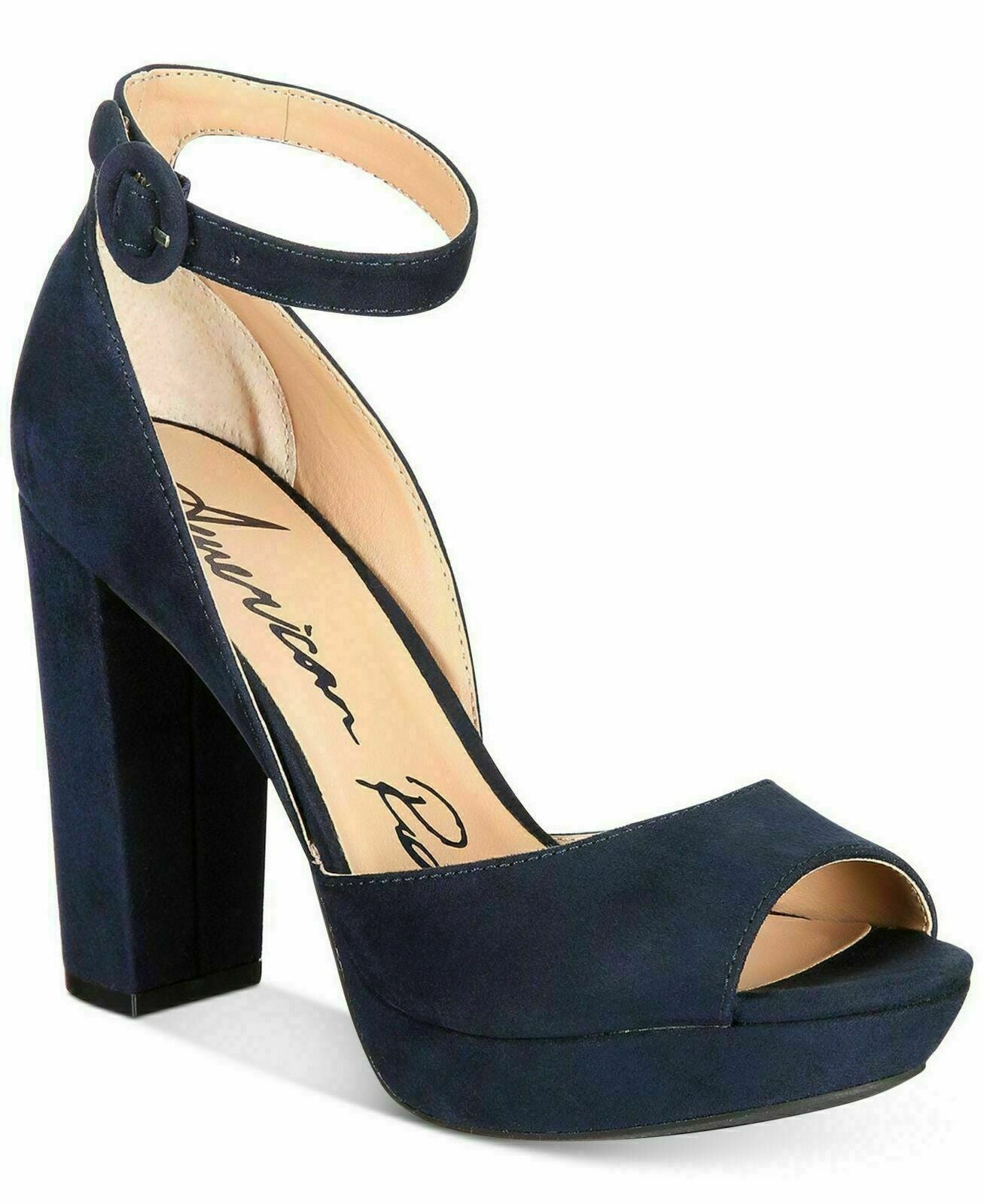 American Rag Women's Reeta Open Toe Ankle Strap Velvet Heels AREETA