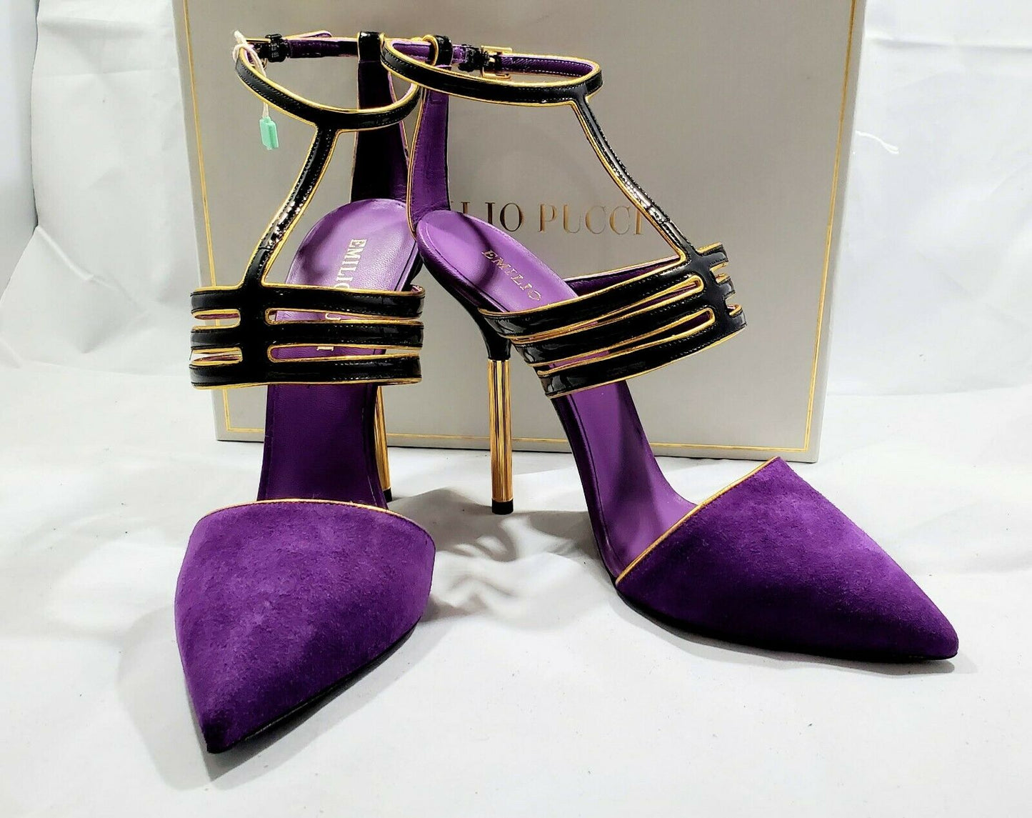 Emilio Pucci Suede T Strap Pumps  Color Purple Size EU 40/US 10