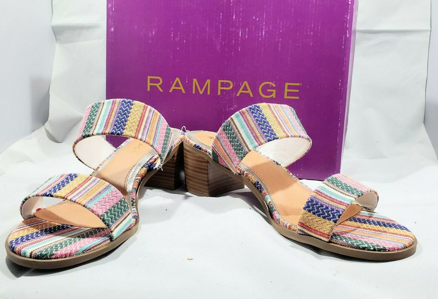 Rampage Hatty Summer Stripe Heeled Sandal - 11m