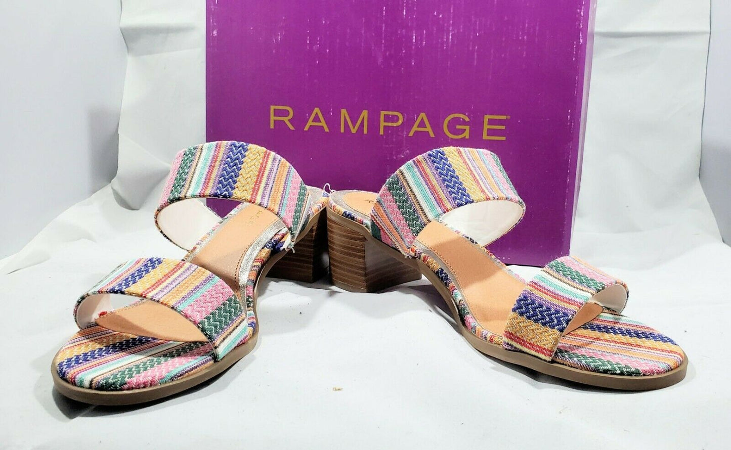 Rampage Hatty Summer Stripe Heeled Sandal - 11m