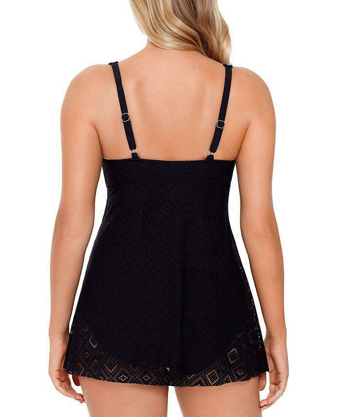 Swim Solutions Black Crochet Flyaway One Piece Swimdress