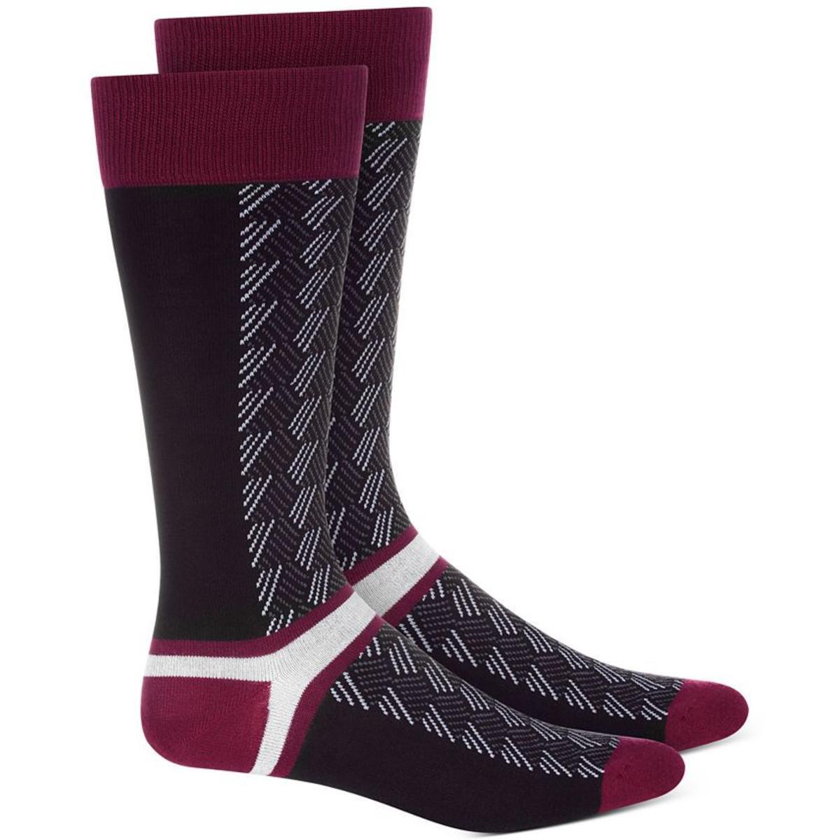 Alfani Mens Colorblocked Patterned Crew Dress Socks Size