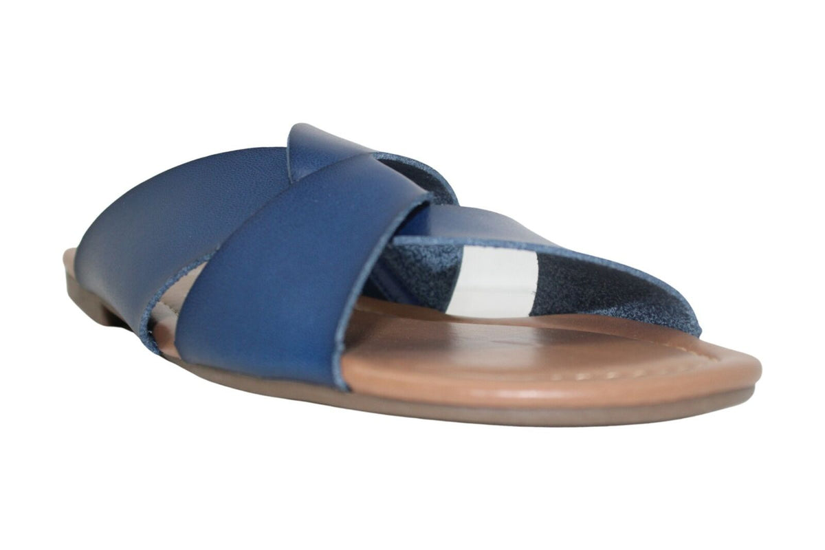 Sugar Women's Olena Vegan Leather Slide On Flats  Color Blue Size 9.5M