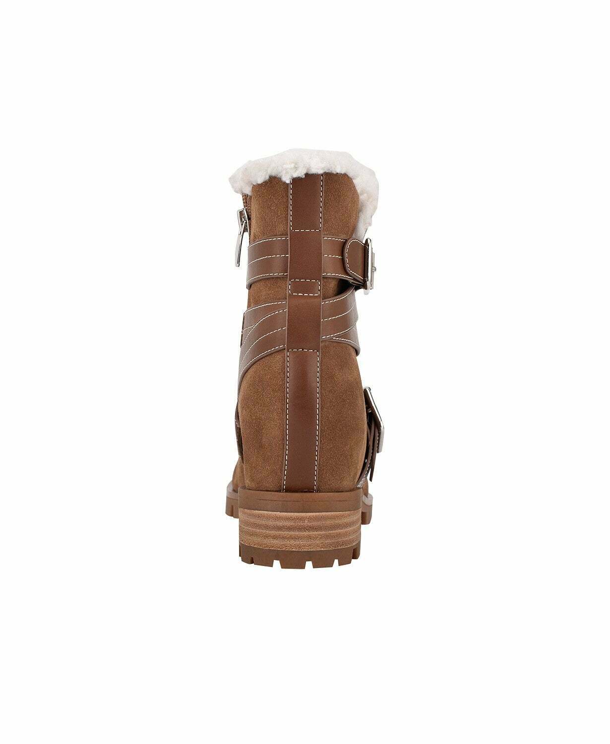 NINE WEST Women's Davyd Demi Buckle Faux Fur Booties  Color Brown Size 6M