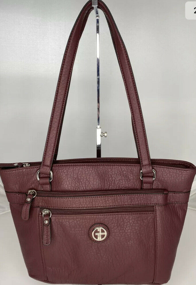 Giani Bernini Pebble Vegan Leather Tote Bag  Color Wine