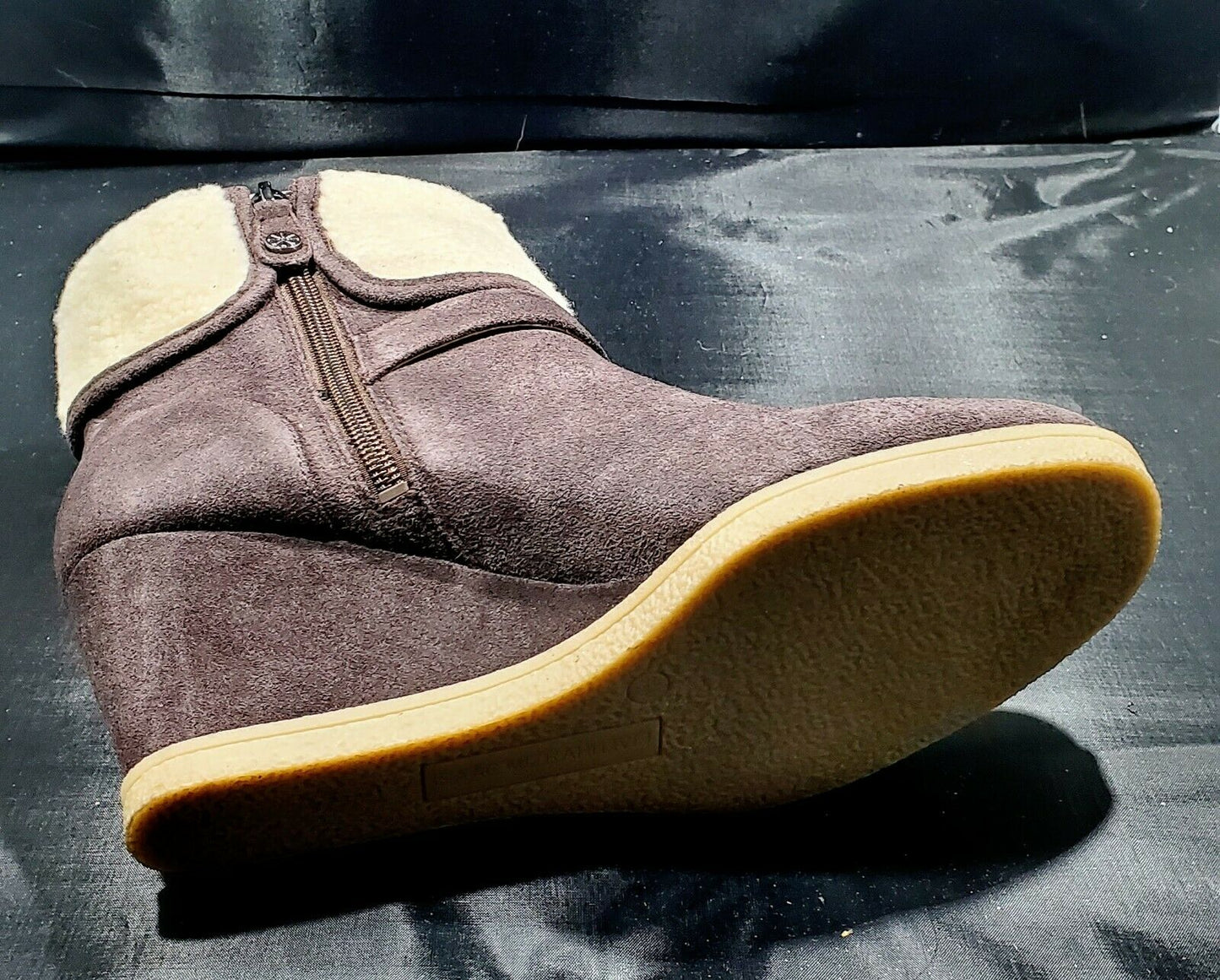 Isaac Mizrahi Live! Suede Wedge Ankle Boots   Size 8.5M