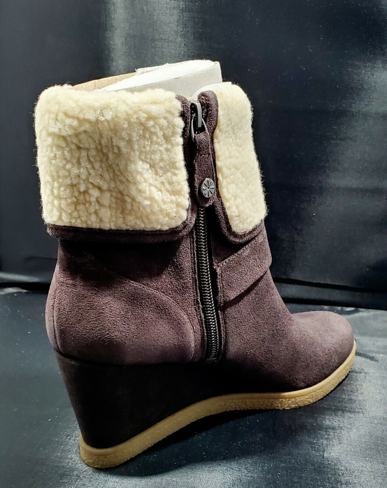 Isaac Mizrahi Live! Suede Wedge Ankle Boots   Size 8.5M