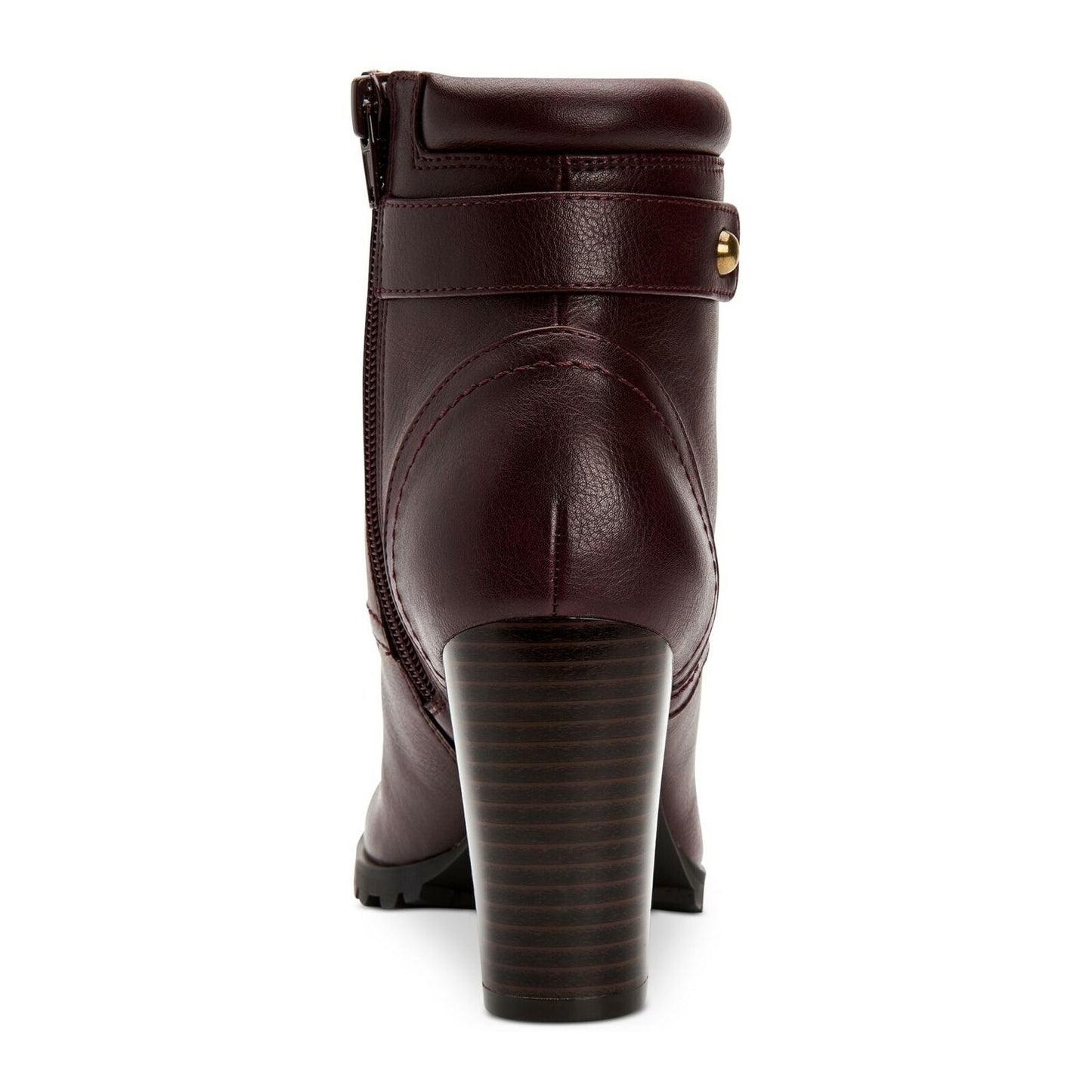 Style & Co Women's Block Heel Ankle Booties Cassy  Wine Faux Leather