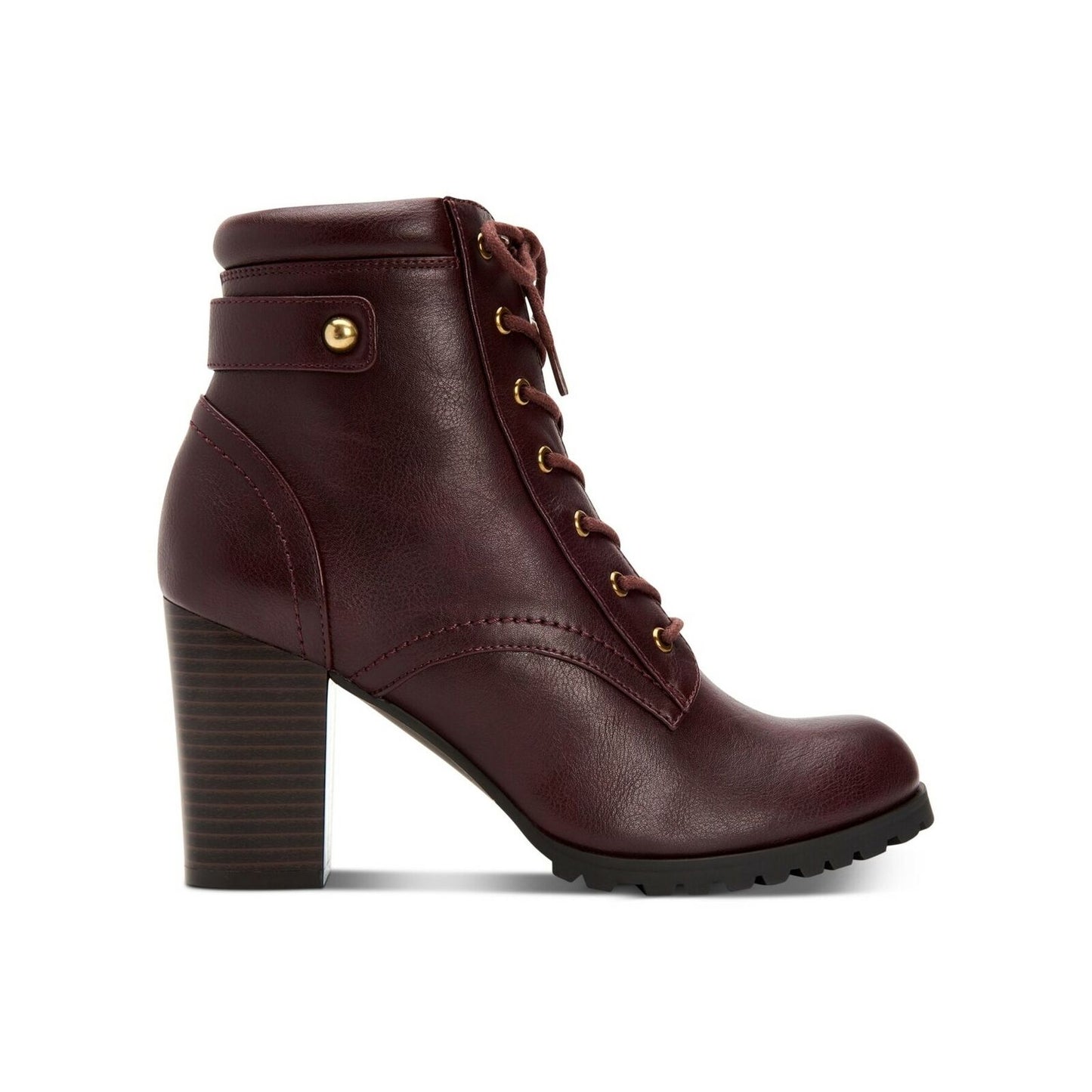 Style & Co Women's Block Heel Ankle Booties Cassy  Wine Faux Leather