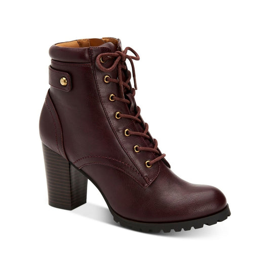 Style & Co Women's Block Heel Ankle Booties Cassy  Wine Faux Leather